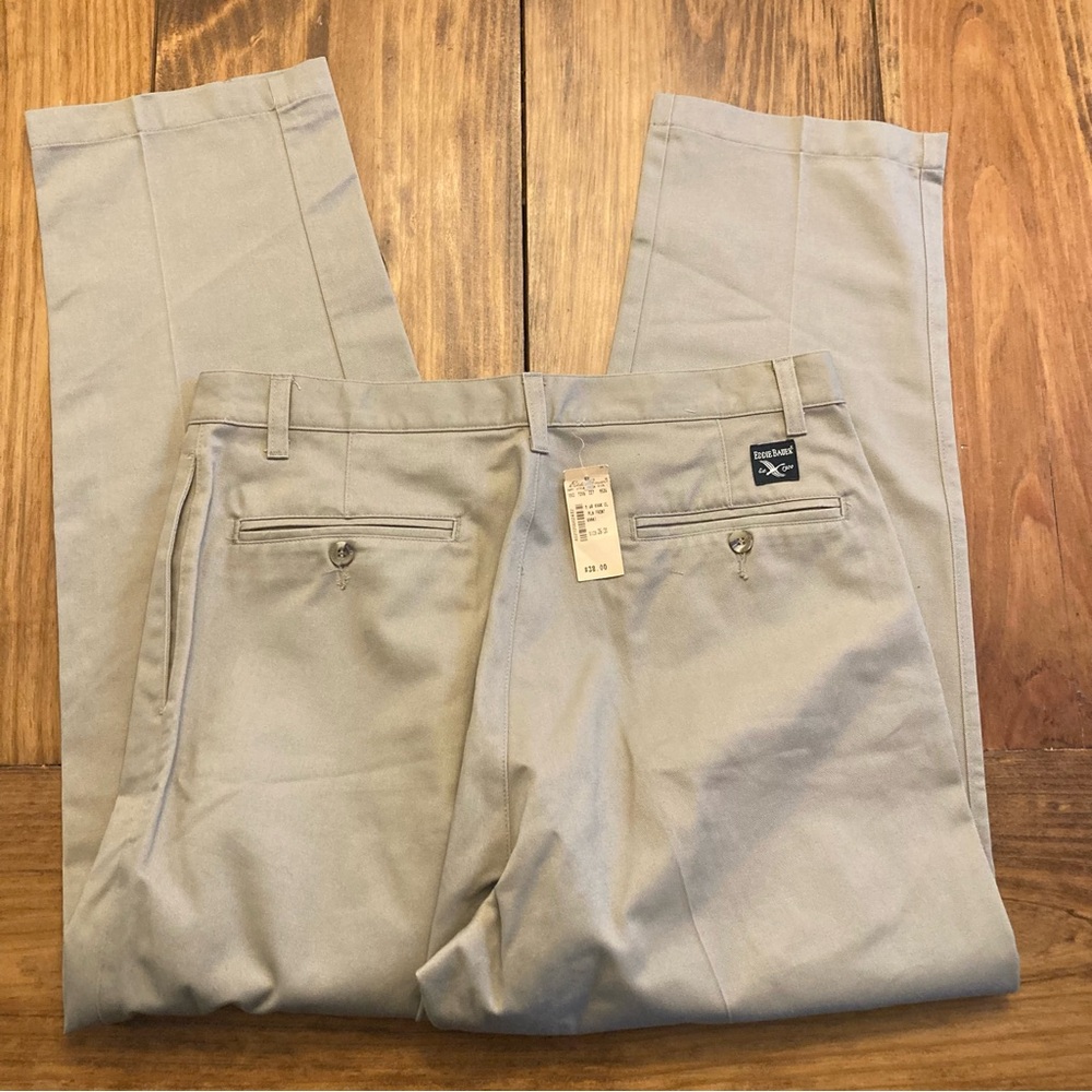 NWT Vintage Eddie Bauer Mens 36x30 Flat Front Khaki Pants